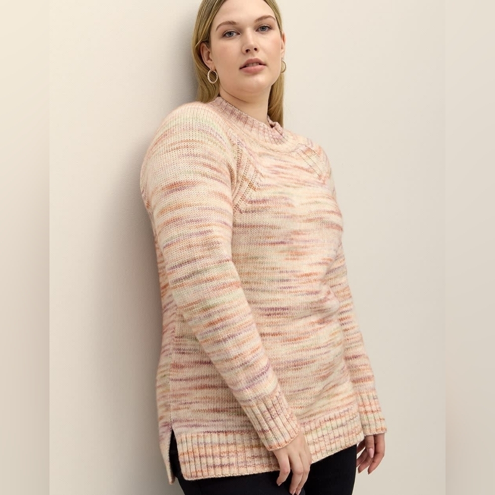 Penningtons Pink Knit Tunic Sweater Ribbed Size 2X Office Winter Work Soft Cozy